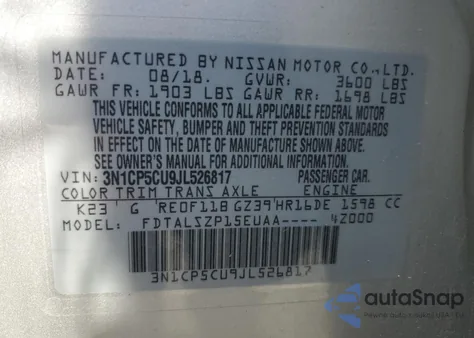 2018 Nissan Kicks S from USA, damaged, VIN 3N1CP5CU9JL526817